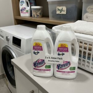Vanish Crystal White Fabric Stain Remover Without Chlorine Bleach, 2x1L Value Pack