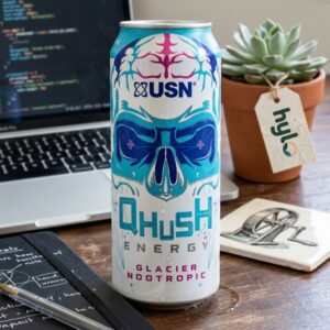 USN QHUSH Energy Drink, Glacier Nootropic, 500ml