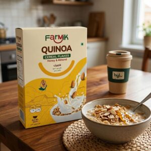 Farmik Quinoa Cereal Flakes Honey & Almond, 350g Box