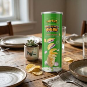 Laytoz Sour Cream & Onion Potato Chips, 100g Canister