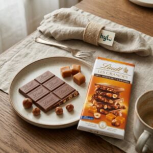 Lindt Les Grandes 38% Hazelnut?Caramel Milk Chocolate, 150g
