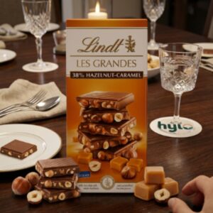Lindt Les Grandes 38% Hazelnut?Caramel Milk Chocolate, 150g
