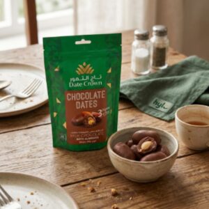 Date Crown Milk Chocolate Dates with Almonds, 100g