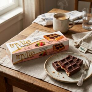 Invite Waffle Cake Strawberry Filled, Cocoa Coated, 12 x 45g
