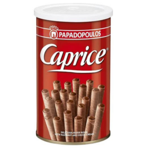 Papadopoulos Caprice Wafer Rolls with Hazelnut and Cocoa Cream, 115g Papadopoulos Caprice Wafer Rolls with Hazelnut and Cocoa Cream, 115g