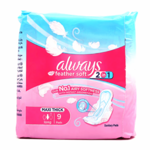 Always Feather 2 in 1 Soft Maxi Thick Long Sanitary Pads, 9 pads Always Feather 2 in 1 Soft Maxi Thick Long Sanitary Pads, 9 pads