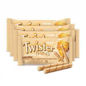Delfi Twister Thins Vanilla Wafer Roll, 12x15g