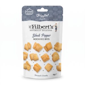 Mr Filbert's Oriental Inspired Black Pepper Mochi Rice Bites, 40g Mr Filbert's Oriental Inspired Black Pepper Mochi Rice Bites, 40g
